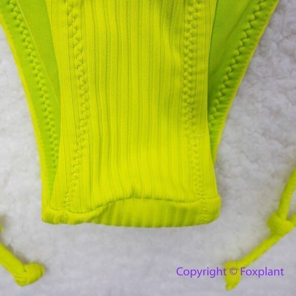 New! Set! It's Now Cool x Free People the frill tri eco neon lime rib‎ bikini, S - Picture 12 of 16